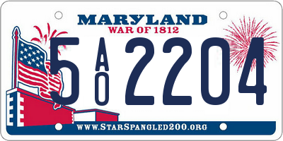 MD license plate 5AO2204
