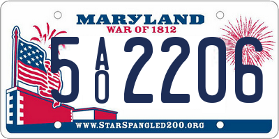 MD license plate 5AO2206