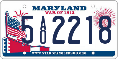 MD license plate 5AO2218