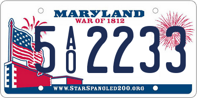 MD license plate 5AO2233