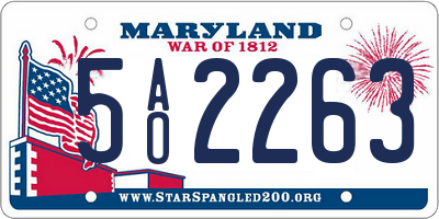 MD license plate 5AO2263