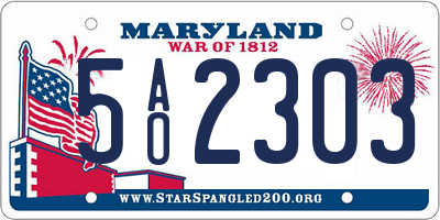 MD license plate 5AO2303