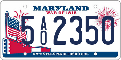 MD license plate 5AO2350