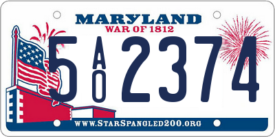MD license plate 5AO2374