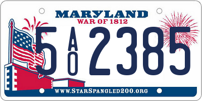 MD license plate 5AO2385