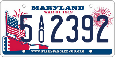 MD license plate 5AO2392