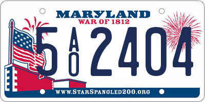 MD license plate 5AO2404