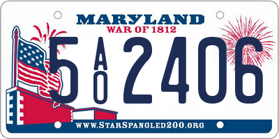 MD license plate 5AO2406