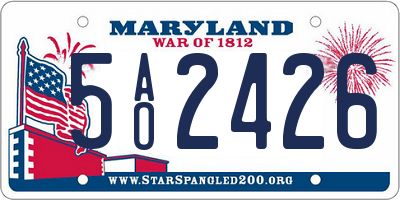 MD license plate 5AO2426