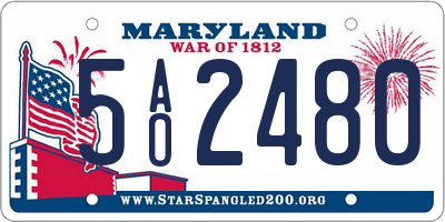 MD license plate 5AO2480