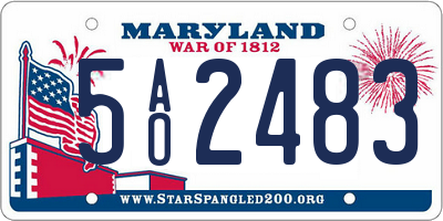 MD license plate 5AO2483