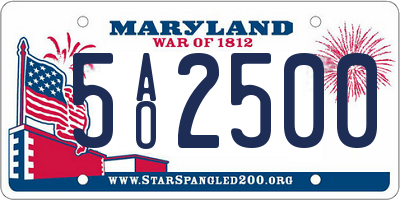 MD license plate 5AO2500