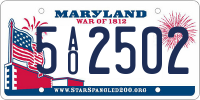 MD license plate 5AO2502
