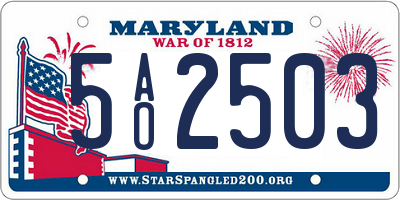 MD license plate 5AO2503
