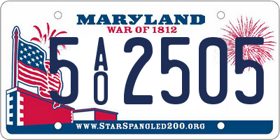 MD license plate 5AO2505