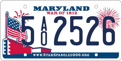 MD license plate 5AO2526