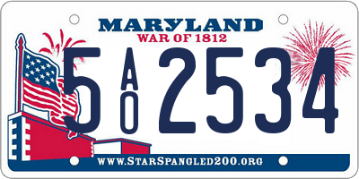 MD license plate 5AO2534
