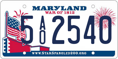 MD license plate 5AO2540