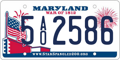 MD license plate 5AO2586