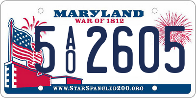 MD license plate 5AO2605