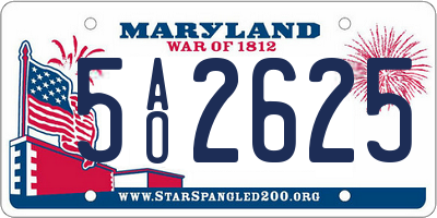 MD license plate 5AO2625