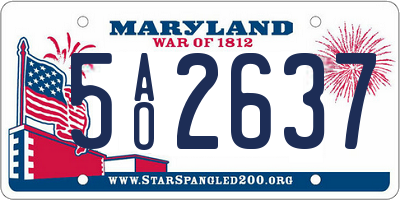 MD license plate 5AO2637