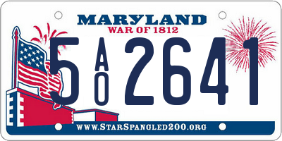 MD license plate 5AO2641