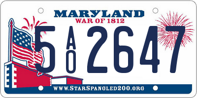 MD license plate 5AO2647