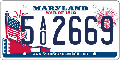 MD license plate 5AO2669