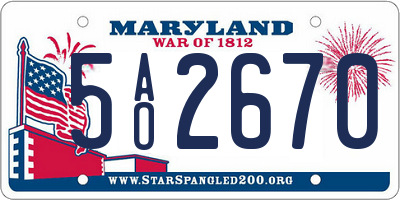 MD license plate 5AO2670