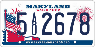 MD license plate 5AO2678