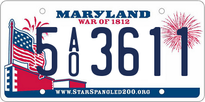 MD license plate 5AO3611
