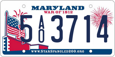 MD license plate 5AO3714