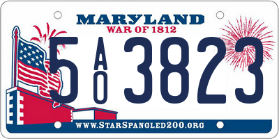 MD license plate 5AO3823