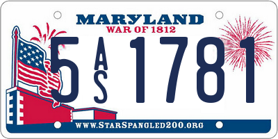 MD license plate 5AS1781
