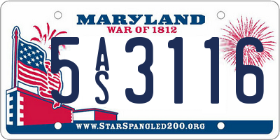 MD license plate 5AS3116