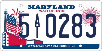 MD license plate 5AT0283