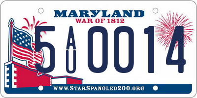 MD license plate 5AU0014