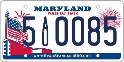 MD license plate 5AU0085