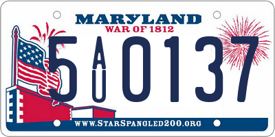 MD license plate 5AU0137