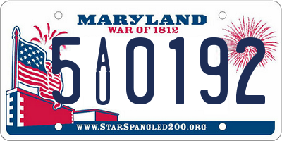 MD license plate 5AU0192