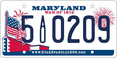 MD license plate 5AU0209