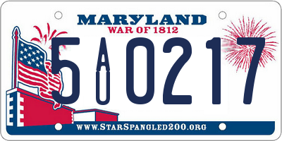 MD license plate 5AU0217