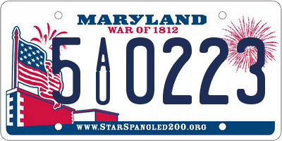 MD license plate 5AU0223