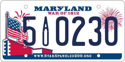 MD license plate 5AU0230
