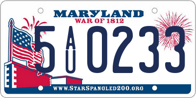 MD license plate 5AU0233
