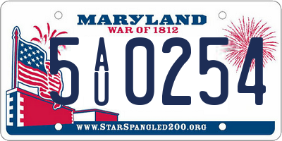 MD license plate 5AU0254