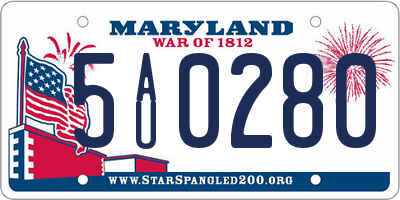 MD license plate 5AU0280