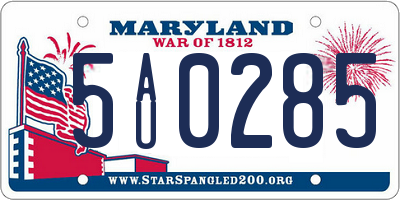MD license plate 5AU0285