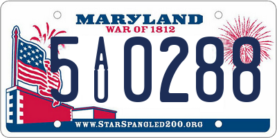 MD license plate 5AU0288
